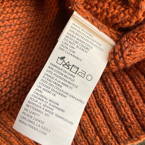Prana Sky Meadow Chunky Knit mock Neck Cotton Blend Slouchy sweater womens S New - Picture 14 of 15